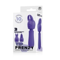 TIP FRENZY SILICONE VIBE WITH 3 INTERCHANGEABLE TIPS - PURPLE